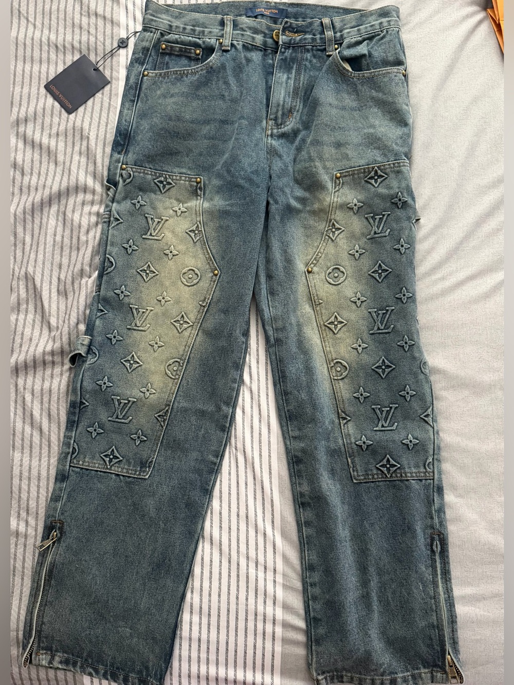 Louis Vuitton Embossed Monogram Straight Jeans - Faded Blue
